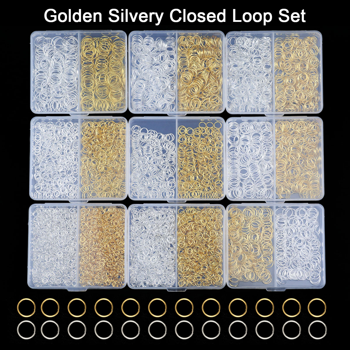 Bar Cart Gold - Boxed 4/5/6/7/8/10mm Gold Color Silver Open