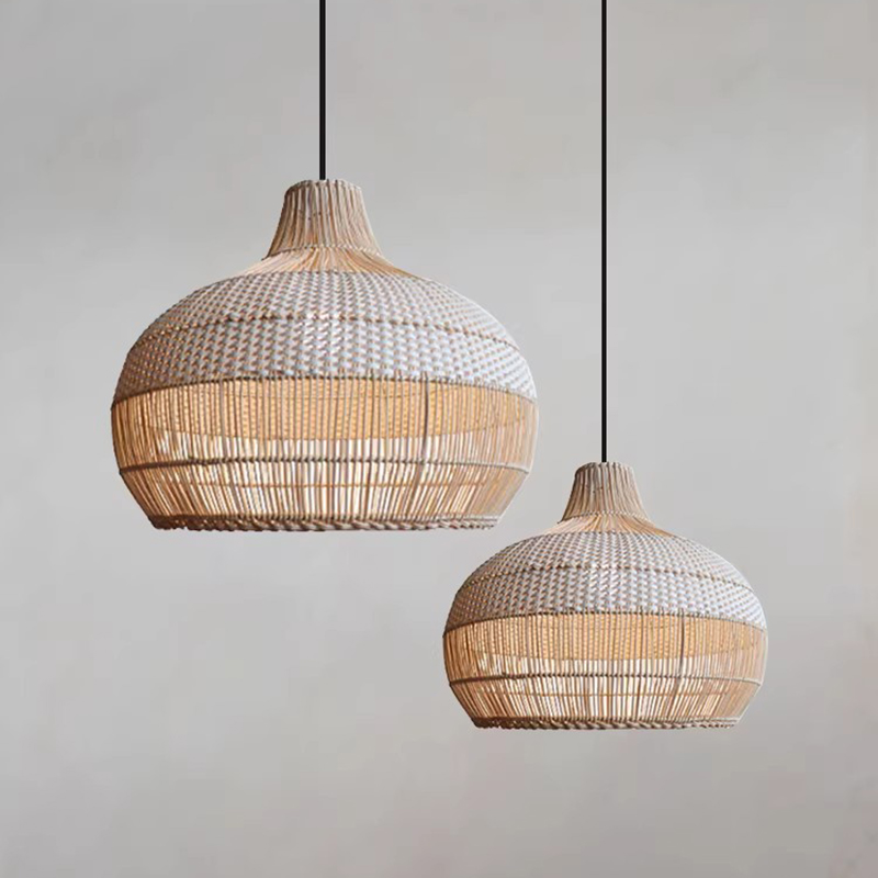 Home Bar And Counter - Japanese Wabi Sabi Rattan Weave Pendant