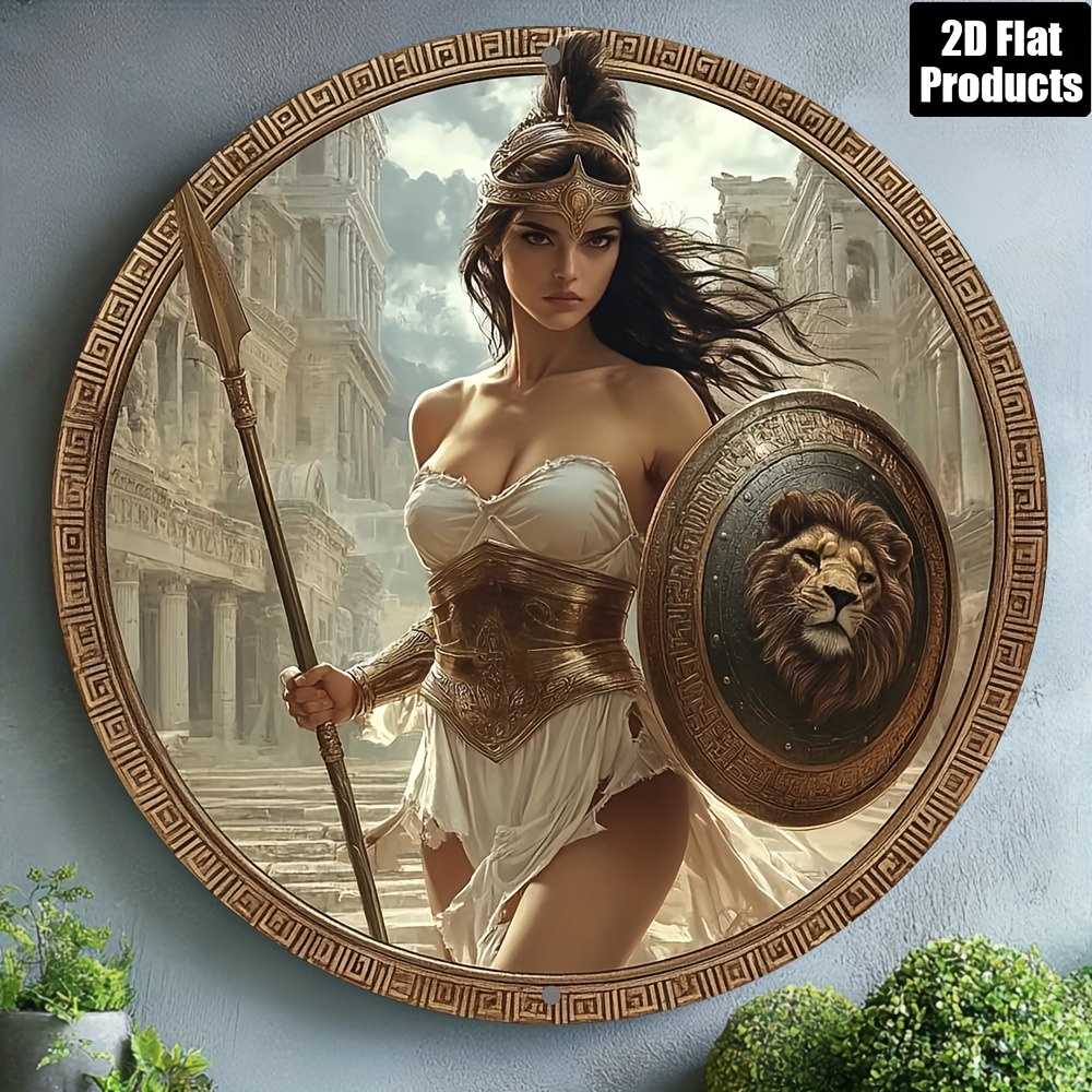 Home Bar Cafe - Vintage Greek Warrior Round Aluminum Wall