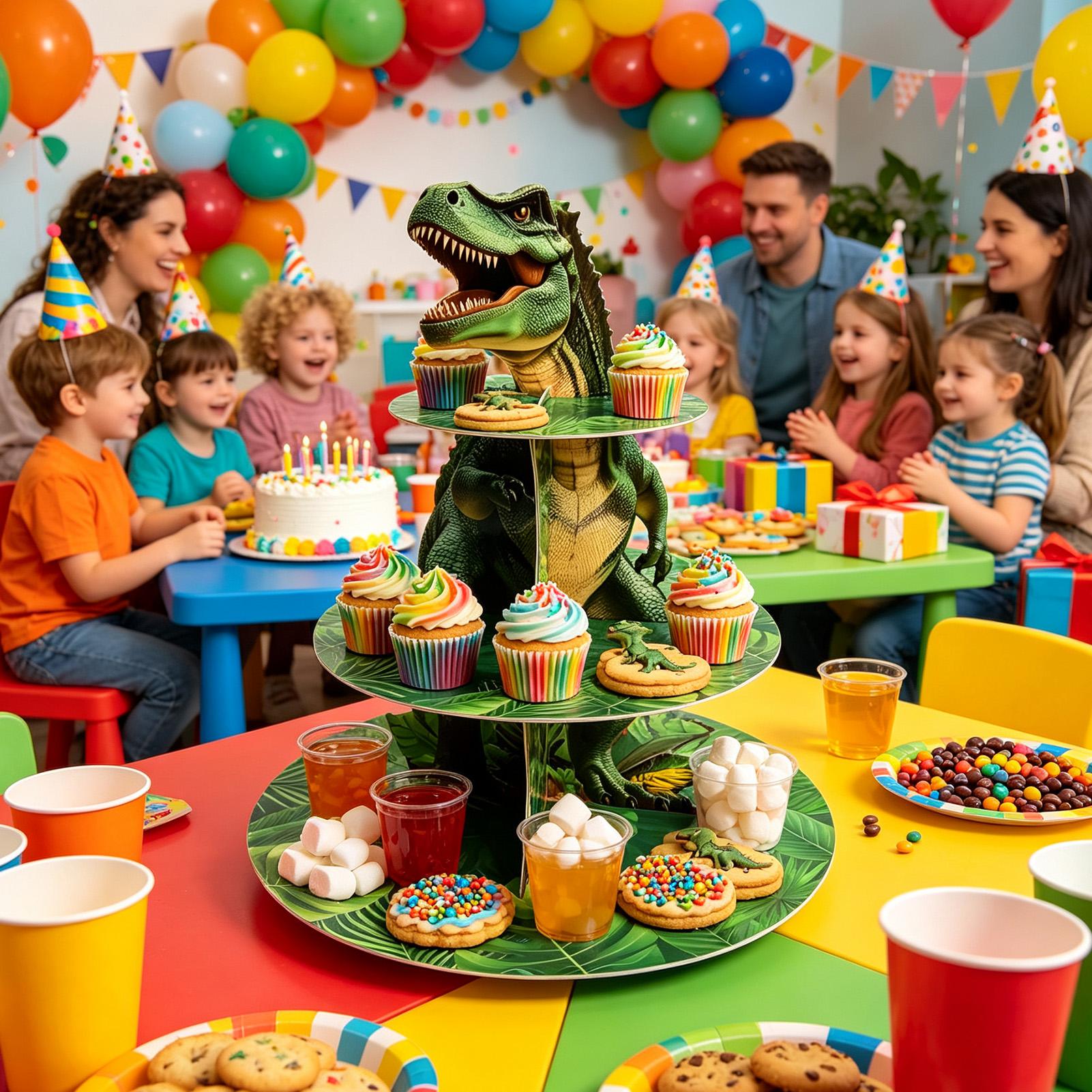 Cupcake Stand 3 Tiers Dinosaur - Home Bar Shelf ulasan dan harga
