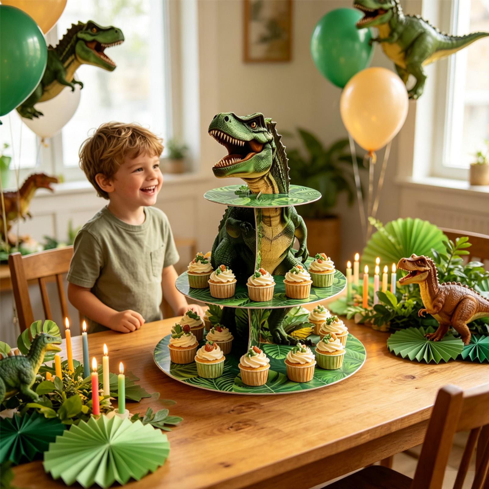 Cupcake Stand 3 Tiers Dinosaur - Home Bar Shelf ulasan dan harga