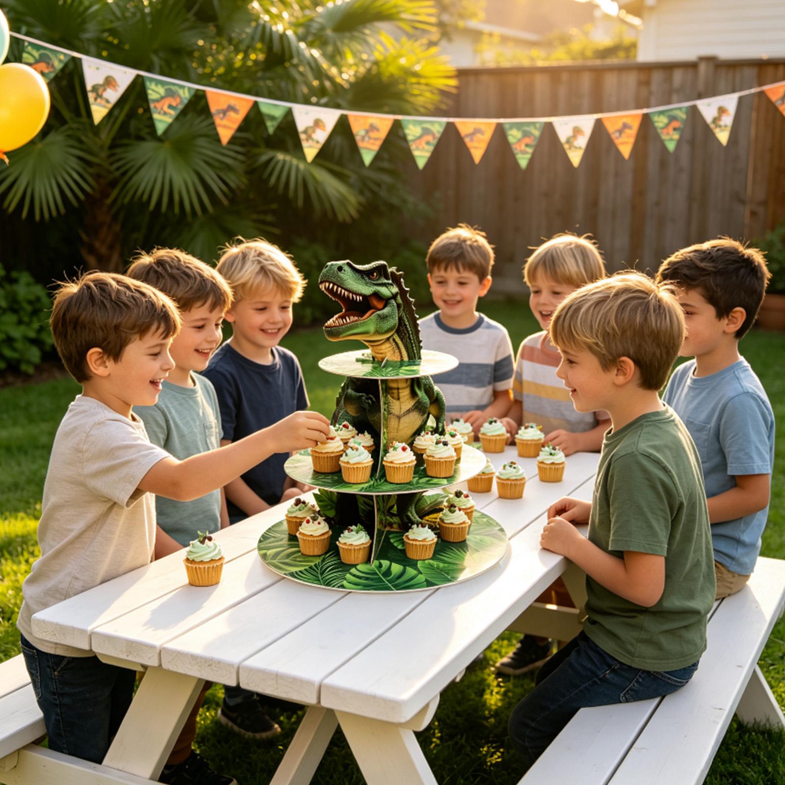 Cupcake Stand 3 Tiers Dinosaur - Home Bar Shelf ulasan dan harga