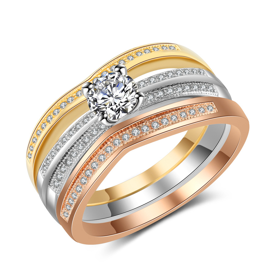 18K Multi Gold Ring 3pc Set fo - Bar Cart Gold ulasan dan harga