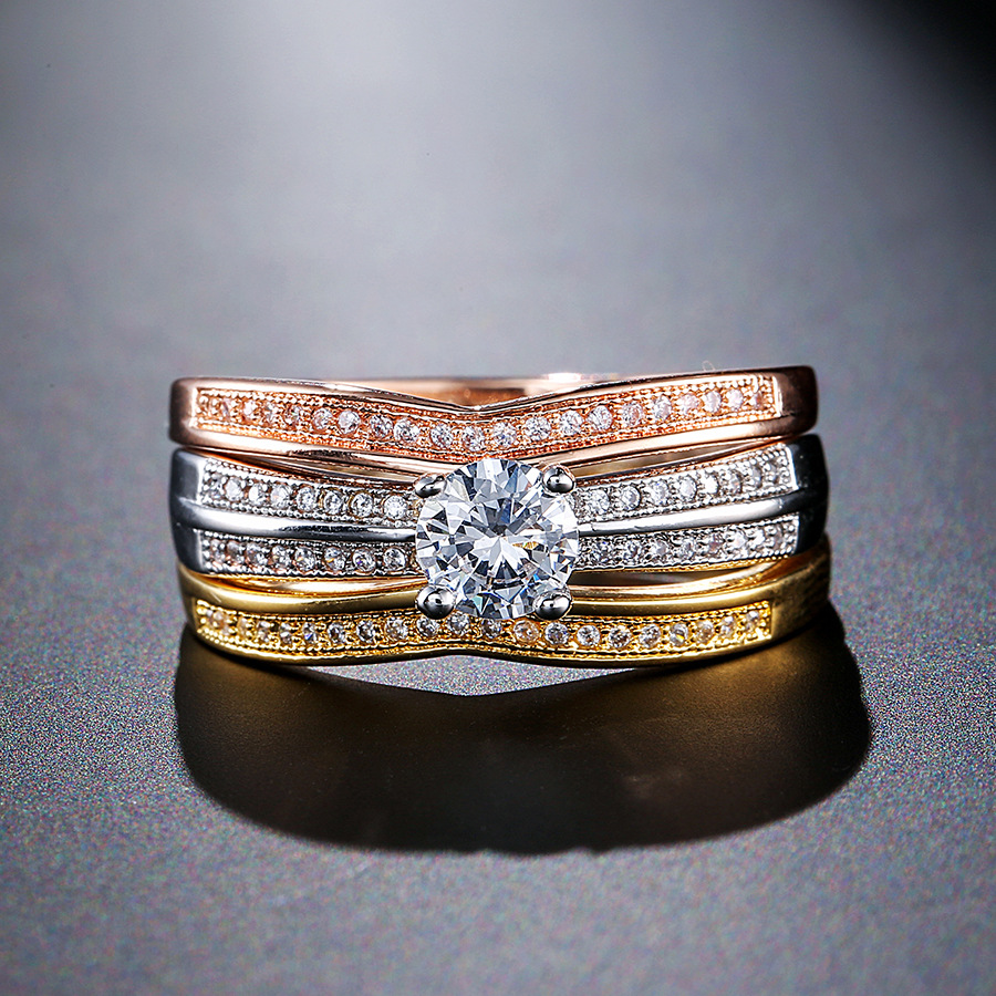 18K Multi Gold Ring 3pc Set fo - Bar Cart Gold ulasan dan harga