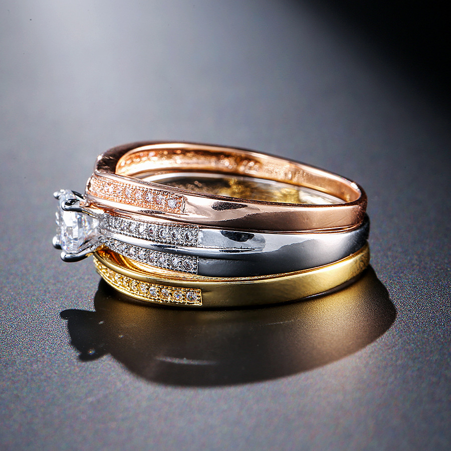 18K Multi Gold Ring 3pc Set fo - Bar Cart Gold ulasan dan harga