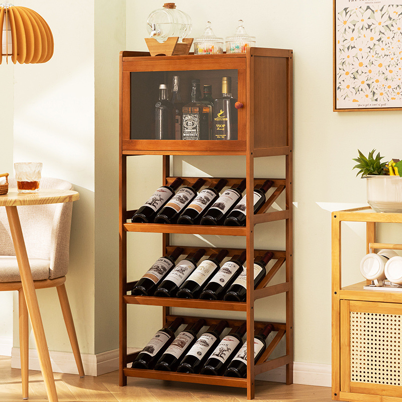 Solid Bamboo Wine Rack 3/4-Tie - Home Bar Shelf ulasan dan harga
