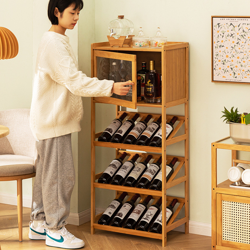 Solid Bamboo Wine Rack 3/4-Tie - Home Bar Shelf ulasan dan harga