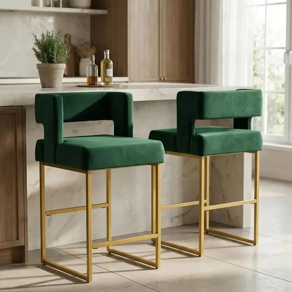 Set of 2 Green Velvet Bar Stoo - Home Bar Stools ulasan dan harga