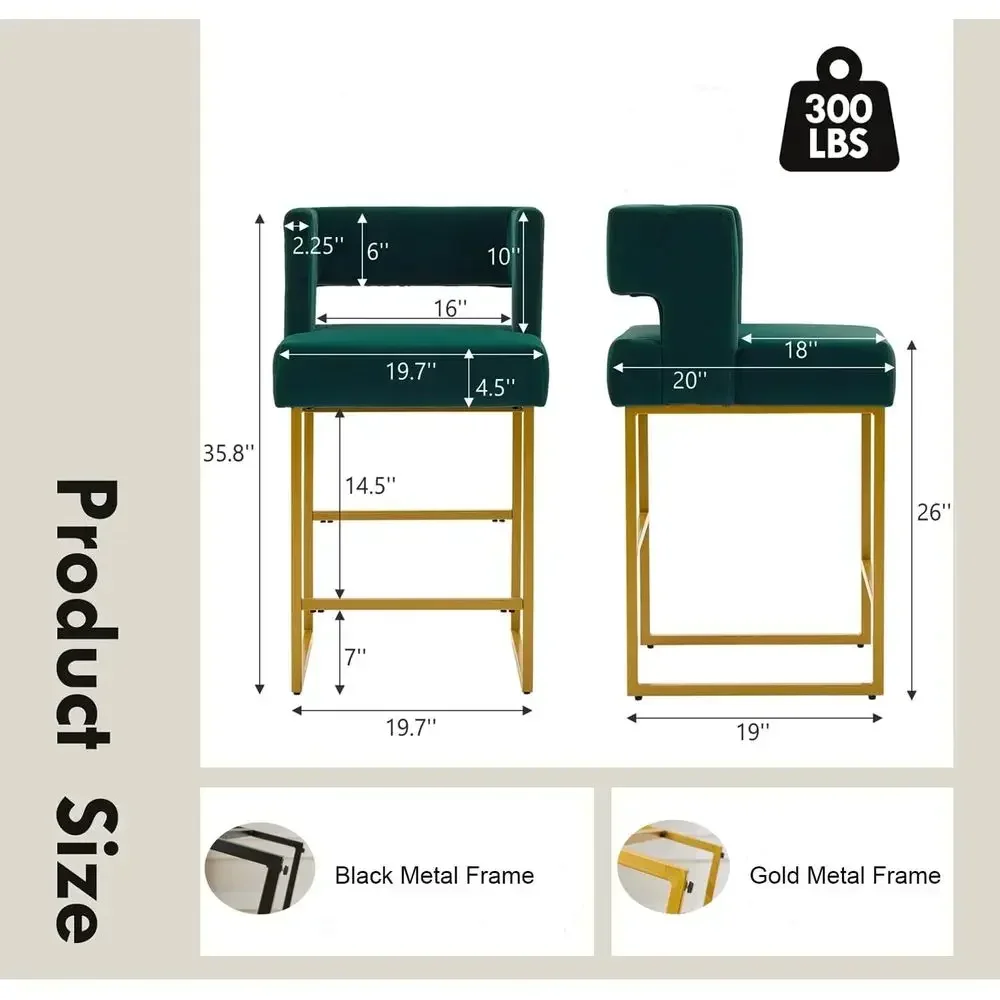 Set of 2 Green Velvet Bar Stoo - Home Bar Stools ulasan dan harga