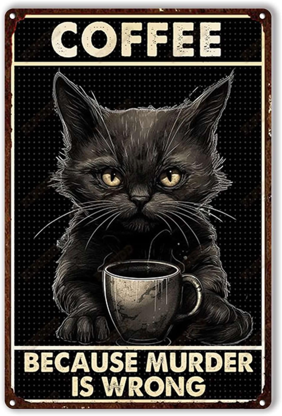 Tin Plaque Coffee cat Because  - Home Bar And Restaurant ulasan dan harga