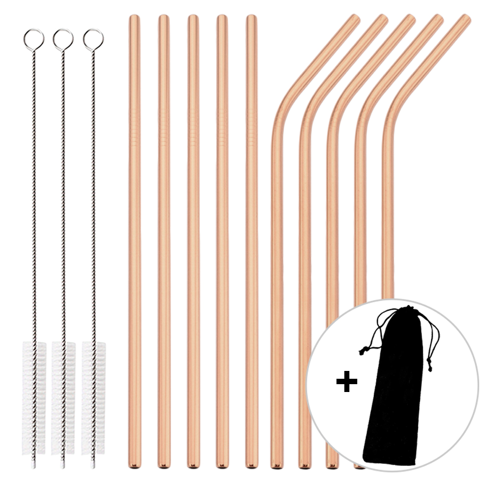14Pcs Reusable Rose Gold Straw - Home Bar Shelf ulasan dan harga