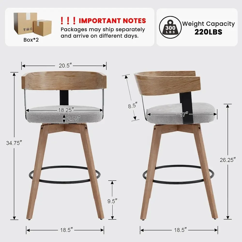 Set of 2, 26 Grey Linen-Uphols - Home Bar Stools ulasan dan harga
