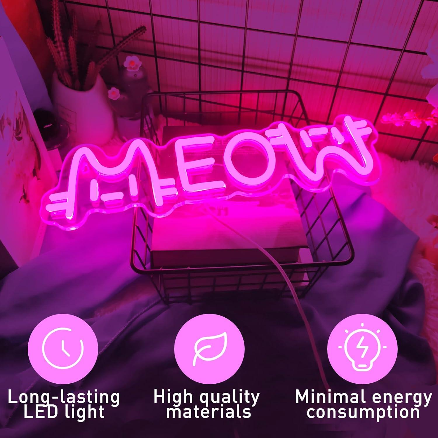 Meow Neon Sign Cat USB Powered - Home Bar And Restaurant ulasan dan harga